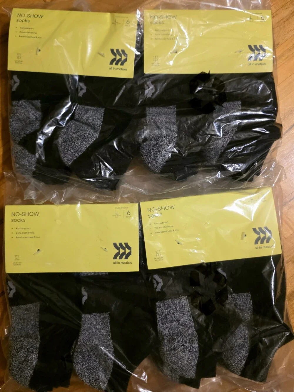 All In Motion Black No-Show Kids Athletic Socks - 4 Packs